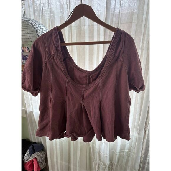 Free People Pleated Mauve Scoop Back Top - Picture 2 of 4